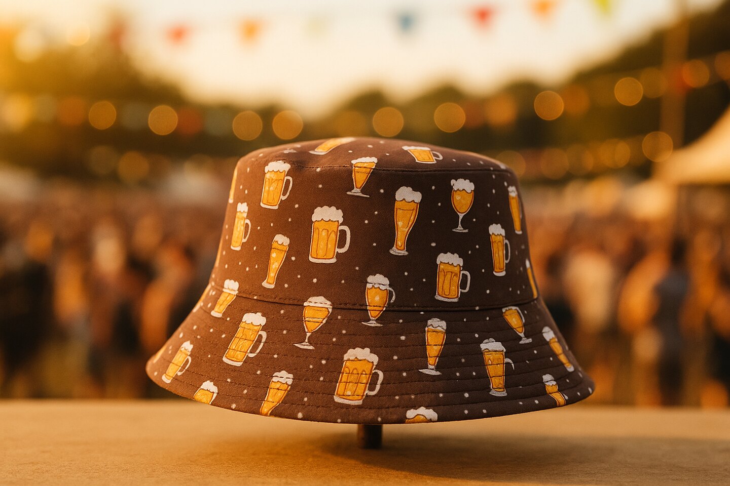 Bucket hat met bierprint